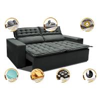 Sofá Retrátil E Reclinável Cama Inbox Slim 1,50m Tecido Suede Velusoft Cinza - 6