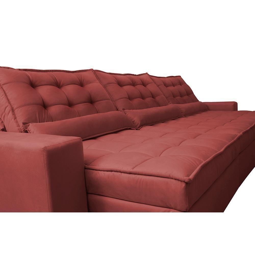 Sofá Retrátil E Reclinável 3,82m Com Molas Ensacadas Cama Inbox Gold Tecido Suede Velusoft Vermelho - 6