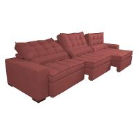 Sofá Retrátil E Reclinável 3,82m Com Molas Ensacadas Cama Inbox Gold Tecido Suede Velusoft Vermelho - 2