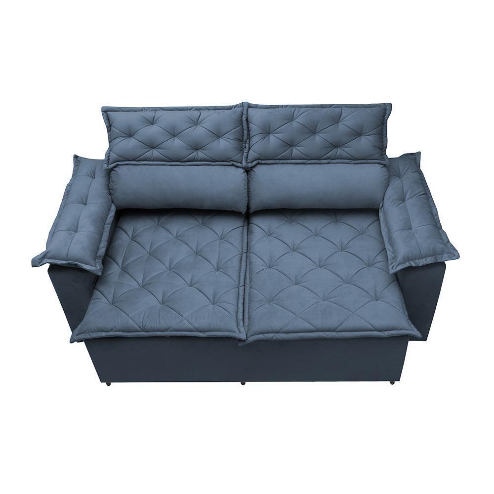 Sofá Retrátil E Reclinável Cama Inbox Compact 1,50m Tecido Suede Velusoft Azul - 5