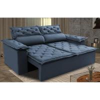 Sofá Retrátil E Reclinável Cama Inbox Compact 1,50m Tecido Suede Velusoft Azul - 1