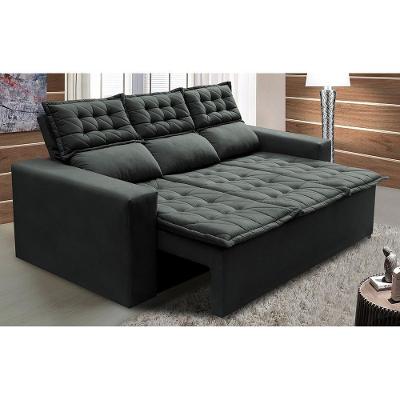 Sofá 3 Lugares Retrátil E Reclinável Cama Inbox Slim 2,00m Velusoft Cinza