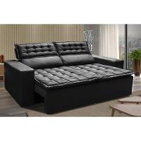 Sofá 3 Lugares Retrátil E Reclinável Cama Inbox Slim 1,80m Velusoft Preto - 1