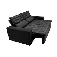 Sofá 3 Lugares Retrátil E Reclinável Cama Inbox Slim 1,80m Velusoft Preto - 2