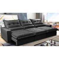 Sofá Retrátil E Reclinável 4,12m Com Molas Ensacadas Cama Inbox Soft Tecido Suede Velusoft Preto - 1
