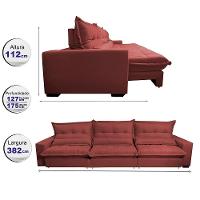Sofá Retrátil E Reclinável 3,82m Com Molas Ensacadas Cama Inbox Soft Tecido Suede Velusoft Vermelho - 8