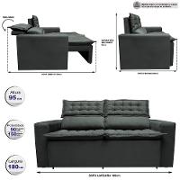 Sofá 3 Lugares Retrátil E Reclinável Cama Inbox Slim 1,80m Velusoft Cinza - 7