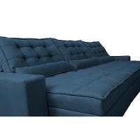 Sofá Retrátil E Reclinável 3,82m Com Molas Ensacadas Cama Inbox Gold Tecido Suede Velusoft Azul - 6