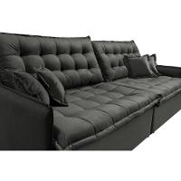 Sofá Sem Caixa Retrátil E Reclinável 1,55m Cama Inbox Versátil Suede Velusoft Cinza - 5