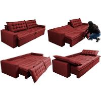 Sofá Retrátil Reclinável E Cama 2,95m Cama Inbox Suede Velusoft Vermelho - 2