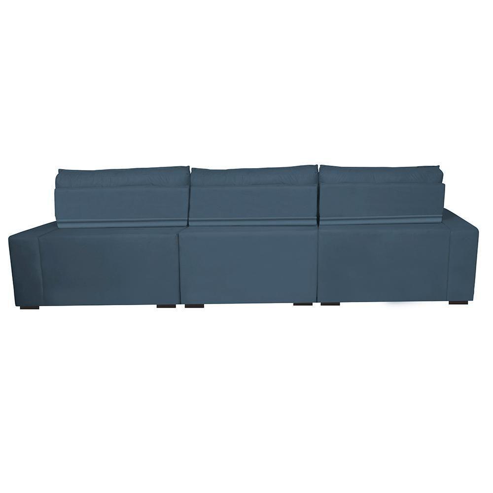 Sofá Retrátil E Reclinável 4,12m Com Molas Ensacadas Cama Inbox Gold Tecido Suede Velusoft Azul - 4