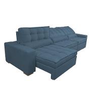 Sofá Retrátil E Reclinável 4,12m Com Molas Ensacadas Cama Inbox Gold Tecido Suede Velusoft Azul - 3