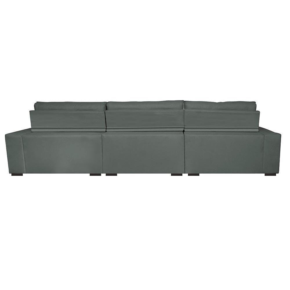 Sofá Retrátil E Reclinável 4,12m Austin Com Molas No Assento Tecido Suede Velusoft Cinza - 4