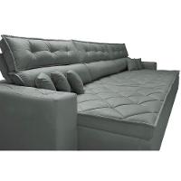 Sofá Retrátil E Reclinável 4,12m Austin Com Molas No Assento Tecido Suede Velusoft Cinza - 6