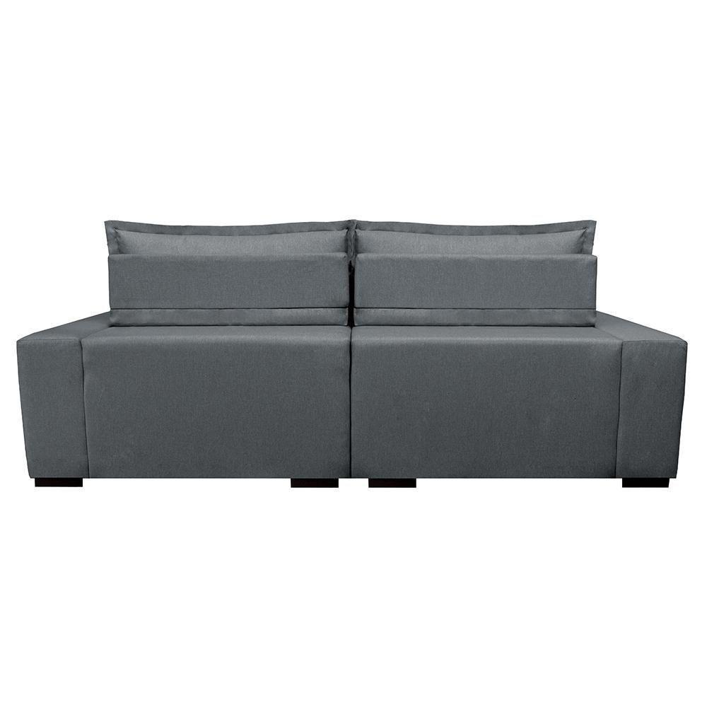 Sofa Retrátil E Reclinável Com Molas Cama Inbox Premium 2,92m Tecido Em Linho Cinza Escuro - 3