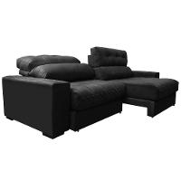 Sofá Retrátil E Reclinável Com Molas Ensacadas Cama Inbox Master 2,72m Tecido Suede Preto - 2