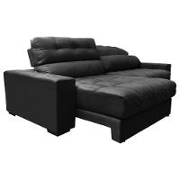 Sofá Retrátil E Reclinável Com Molas Ensacadas Cama Inbox Master 2,72m Tecido Suede Preto - 3