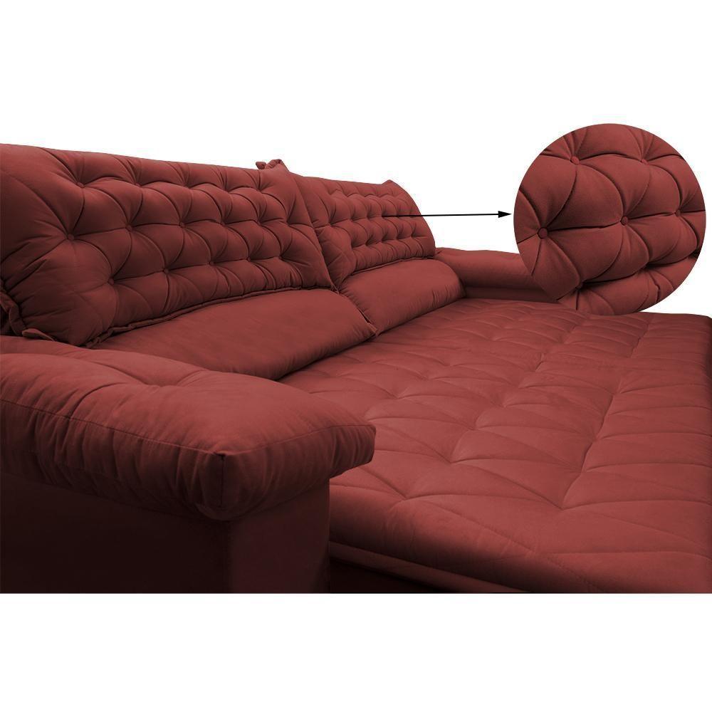 Sofá Retrátil, Reclinável Molas Ensacada Cama Inbox Botonê 2,32m Espuma Viscoelástico Suede Vermelho - 8