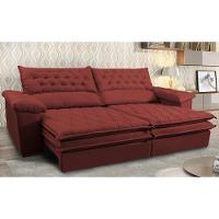 Sofá Retrátil, Reclinável Molas Ensacada Cama Inbox Botonê 2,32m Espuma Viscoelástico Suede Vermelho - 1