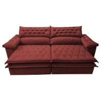 Sofá Retrátil, Reclinável Molas Ensacada Cama Inbox Botonê 2,32m Espuma Viscoelástico Suede Vermelho - 7