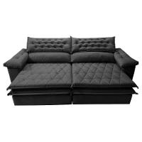 Sofá Retrátil E Reclinável Molas Ensacadas Cama Inbox Botonê 2,72m Espuma Viscoelástico Suede Preto - 5
