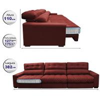 Sofá Retrátil E Reclinável Com Molas Ensacadas Cama Inbox Master 3,82m Tecido Suede Vermelho - 8