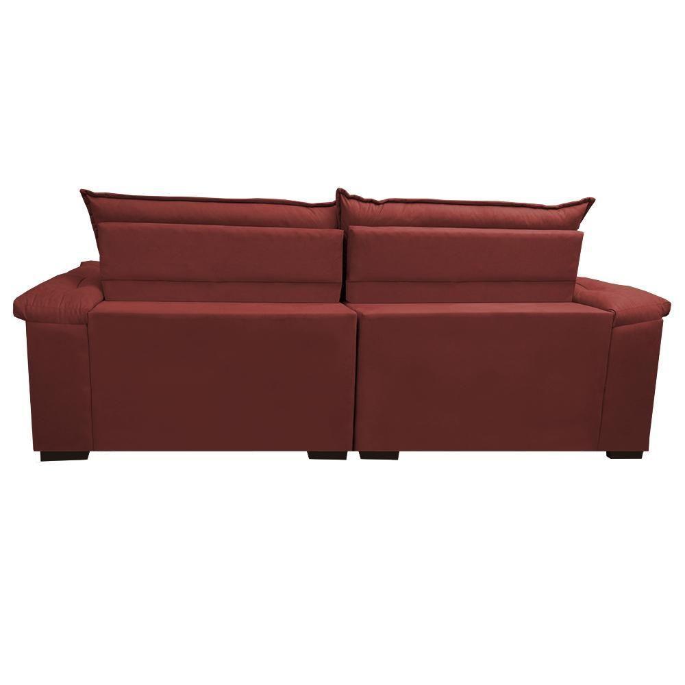 Sofá Retrátil, Reclinável Molas Ensacada Cama Inbox Botonê 2,92m Espuma Viscoelástico Suede Vermelho - 6