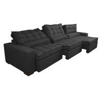 Sofá Retrátil E Reclinável 4,12m Com Molas Ensacadas Cama Inbox Gold Tecido Suede Velusoft Preto - 2