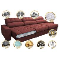 Sofá Retrátil E Reclinável Com Molas Ensacadas Cama Inbox Master 3,22m Tecido Suede Vermelho - 7