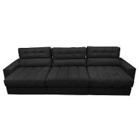 Sofá Retrátil E Reclinável Com Molas Ensacadas Cama Inbox Master 3,22m Tecido Suede Preto - 5