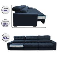 Sofá Retrátil E Reclinável Com Molas Ensacadas Cama Inbox Master 3,82m Tecido Suede Azul - 7