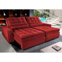 Sofá Retrátil E Reclinável Com Molas Ensacadas Cama Inbox Gold 3,12m Tecido Suede Velusoft Vermelho - 1