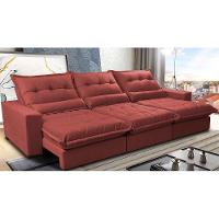 Sofá Retrátil E Reclinável 4,12m Com Molas Ensacadas Cama Inbox Soft Tecido Suede Velusoft Vermelho - 1
