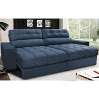 Sofá Retrátil E Reclinável Com Molas Ensacadas Cama Inbox Master 2,52m Tecido Suede Azul - 1
