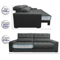 Sofá Retrátil E Reclinável Com Molas Ensacadas Cama Inbox Master 2,12m Tecido Suede Cinza - 8