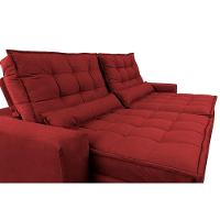 Sofá Retrátil E Reclinável Com Molas Ensacadas Cama Inbox Gold 2,52m Tecido Suede Velusoft Vermelho - 6