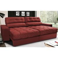 Sofá Retrátil E Reclinável Com Molas Ensacadas Cama Inbox Master 2,12m Tecido Suede Vermelho - 1