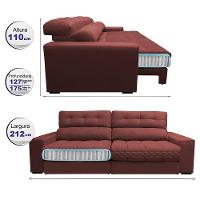 Sofá Retrátil E Reclinável Com Molas Ensacadas Cama Inbox Master 2,12m Tecido Suede Vermelho - 8