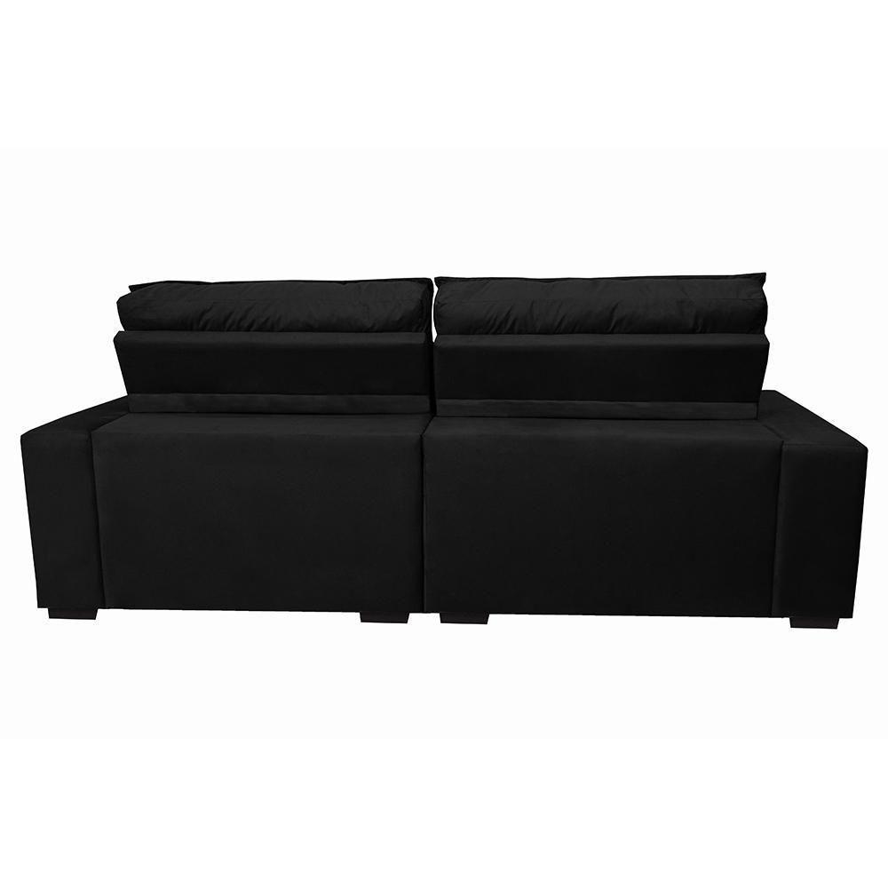 Sofá Retrátil E Reclinável Com Molas Ensacadas Cama Inbox Gold 2,52m Tecido Suede Velusoft Preto - 2
