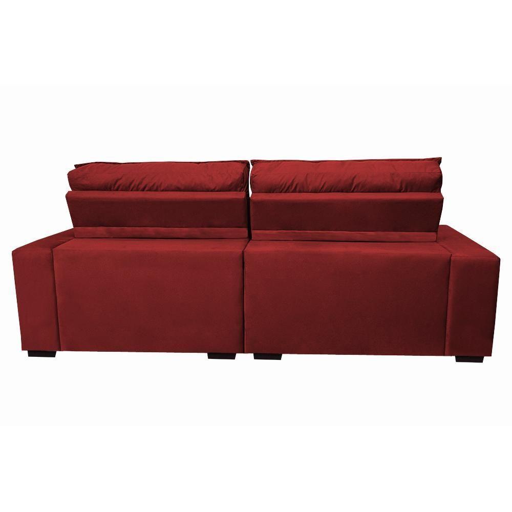 Sofá Retrátil E Reclinável Com Molas Ensacadas Cama Inbox Gold 2,92m Tecido Suede Velusoft Vermelho - 4