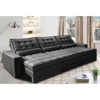 Sofá Retrátil E Reclinável 3,82m Com Molas Ensacadas Cama Inbox Gold Tecido Suede Velusoft Preto - 1