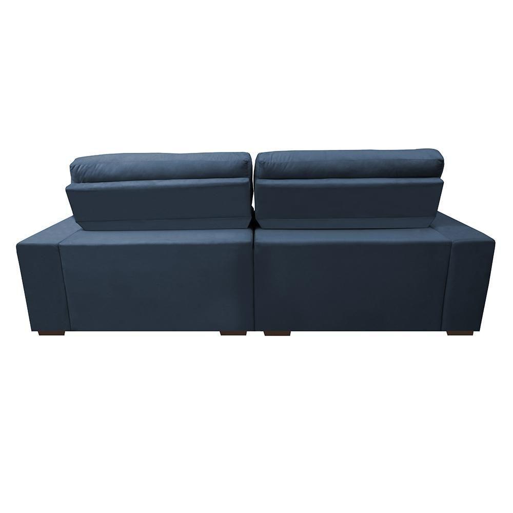 Sofá Retrátil E Reclinável Com Molas Ensacadas Cama Inbox Master 2,32m Tecido Suede Azul - 4