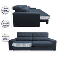 Sofá Retrátil E Reclinável Com Molas Ensacadas Cama Inbox Master 2,32m Tecido Suede Azul - 8