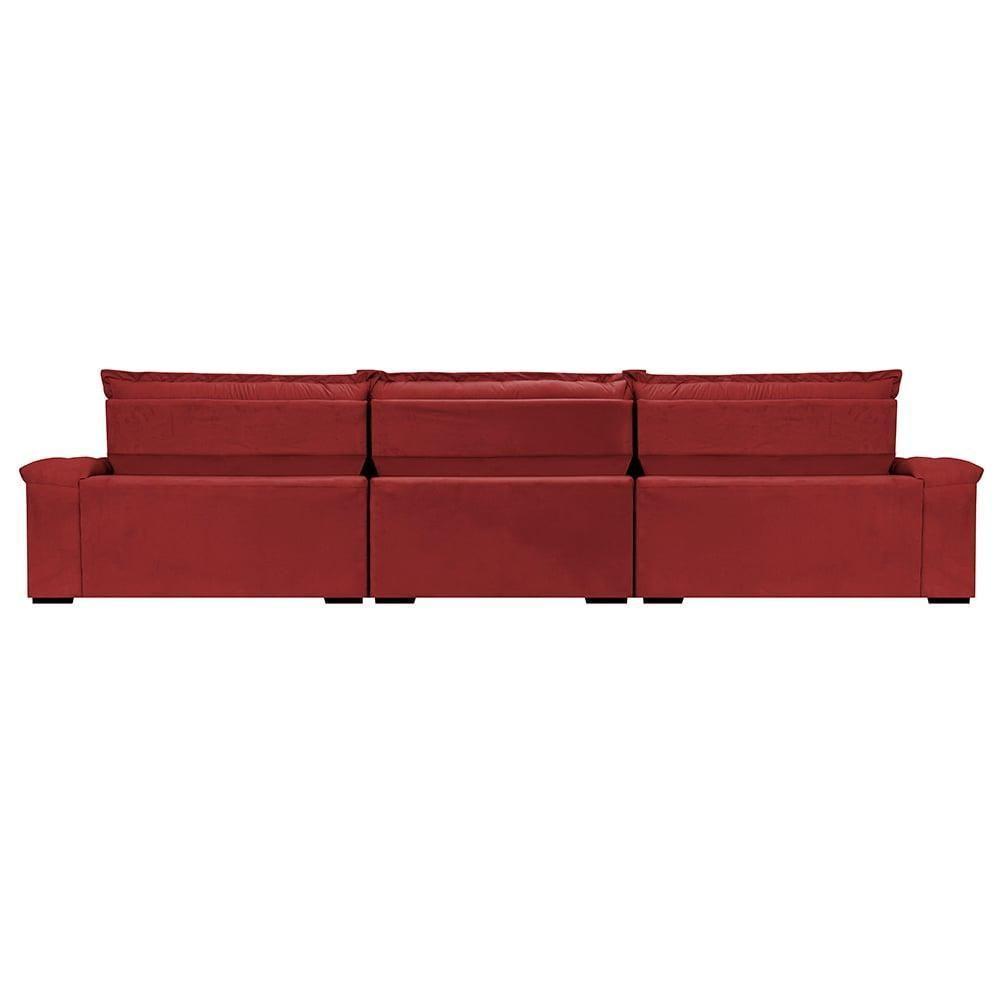 Sofá Retrátil E Reclinável 4,15m Molas Ensacadas Cama Inbox Big Space Com Bordado Velusoft Vermelho - 4