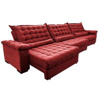 Sofá Retrátil E Reclinável 4,15m Molas Ensacadas Cama Inbox Big Space Com Bordado Velusoft Vermelho - 3