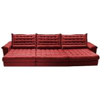 Sofá Retrátil E Reclinável 4,15m Molas Ensacadas Cama Inbox Big Space Com Bordado Velusoft Vermelho - 5