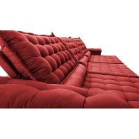 Sofá Retrátil E Reclinável 4,15m Molas Ensacadas Cama Inbox Big Space Com Bordado Velusoft Vermelho - 6