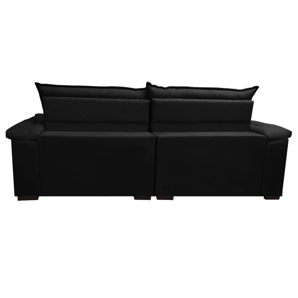 Sofá Retrátil E Reclinável Molas Ensacadas Cama Inbox Botonê 2,92m Espuma Viscoelástico Suede Preto - 3