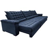 Sofá Retrátil E Reclinável 3,85m Molas Ensacadas Cama Inbox Big Space Com Bordado 3d Velusoft Azul - 2