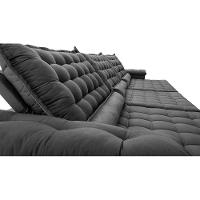 Sofá Retrátil E Reclinável 4,15m Molas Ensacadas Cama Inbox Big Space Com Bordado 3d Velusoft Cinza - 6